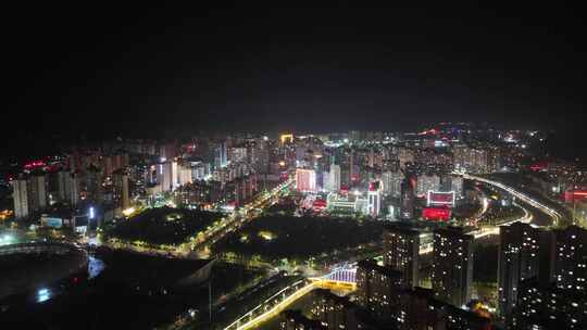 城市夜景万家灯火定西夜景航拍