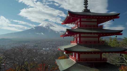 4K 从楚雷托塔远观日本富士山视频素材模板下载