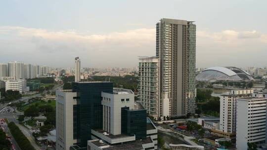 新加坡摩天大楼上的延时景观