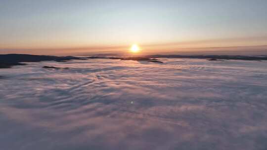 航拍黎明山川云海日出