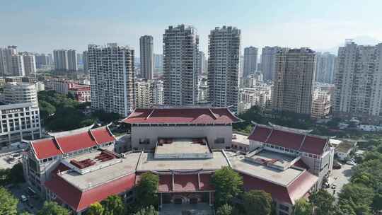 福建省莆田市荔城区莆仙戏剧院大剧院航拍