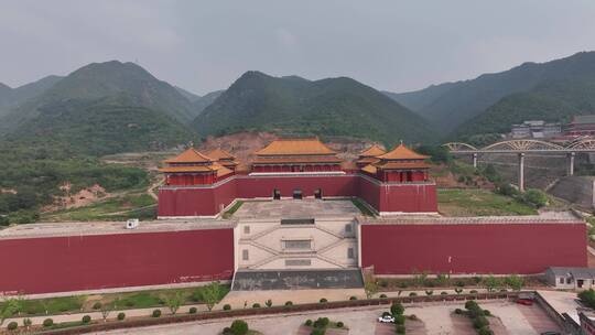 洛阳宫殿建筑灵山寺航拍