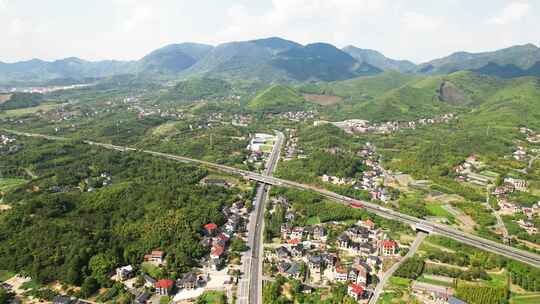 杭州余杭乡村道路风景航拍