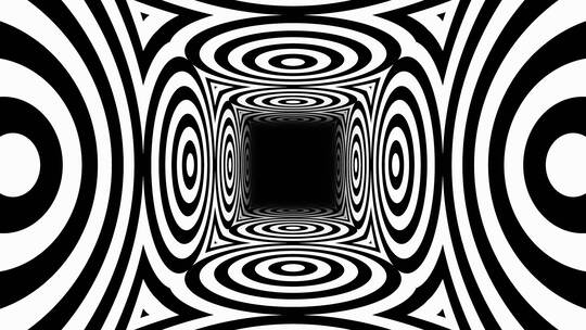 黑白圆圈光学幻觉隧道循环动画视频素材模板下载