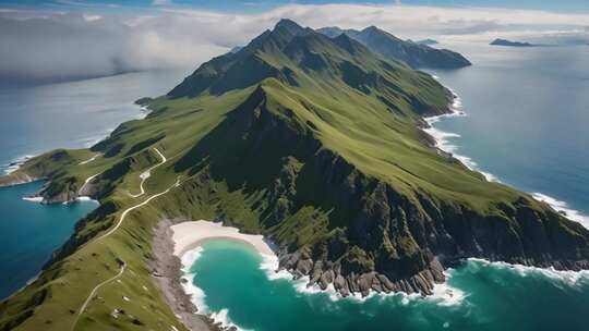 海岛山川航拍全景