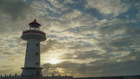 三沙海边灯塔日出日落夕阳延时