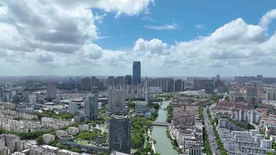 4K航拍昆山城市建筑风光大景