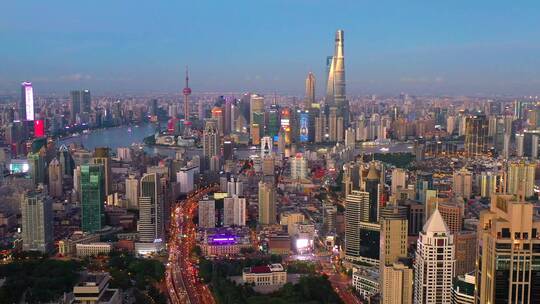 航拍上海城市夜景视频素材模板下载