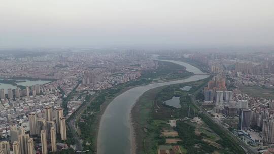 泉州大景航拍市区丰泽区晋江阴天城市