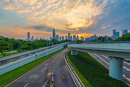 深圳春笋大厦城市日晚霞延时