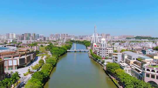 航拍广东中山市城区大全景