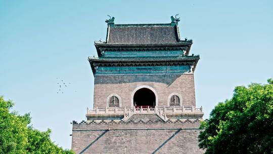 鸽子飞过钟楼鼓楼 北京人文