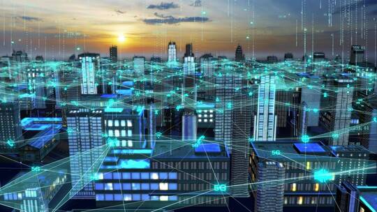 5g网络信号和wifi无线网覆盖的智慧城市视频素材模板下载
