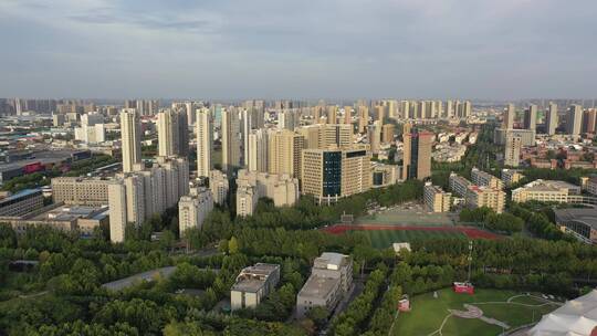 郑州郑东新区城市地产高楼建筑楼盘景观航拍