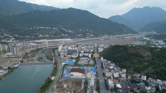 湖北襄阳保康县城市风光航拍