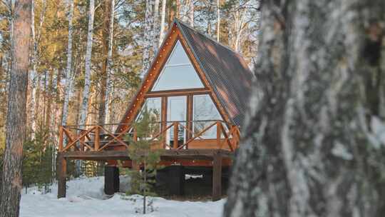 度假村，冬天，小屋，雪