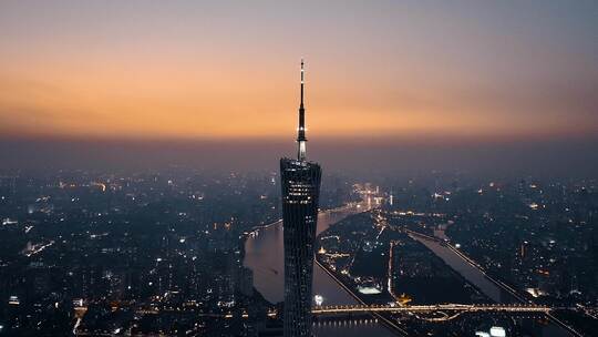 广州珠江新城CBD灯光秀夜景航拍视频素材模板下载