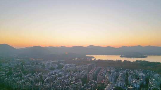 杭州西湖景区夜景航拍