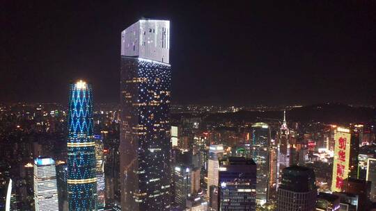 4K视频广州珠江新城夜景航拍