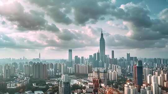 上海虚拟城市一线城市云海陆家嘴城市风景风