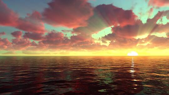 唯美海洋夕阳落日大气云彩延时效果