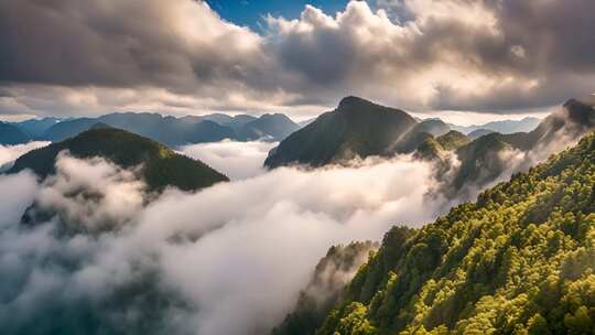 山峦云海森林自然景观