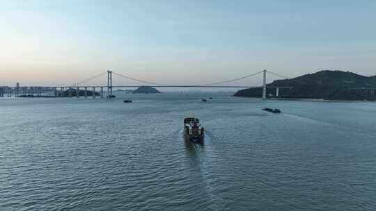 东莞虎门大桥航拍珠江长江河流风景自然风光