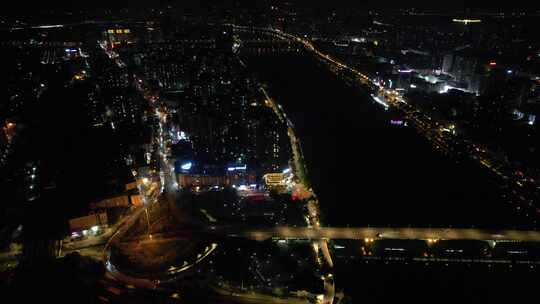 湖南衡阳城市夜景灯光航拍