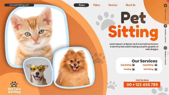 可爱有爱宠物护理中心图文展示宣传片AE模板