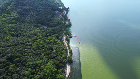 航拍武汉东湖湖景绿道自然风光