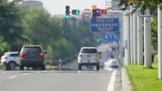 夏天高温炎热马路空气扭曲视频素材模板下载