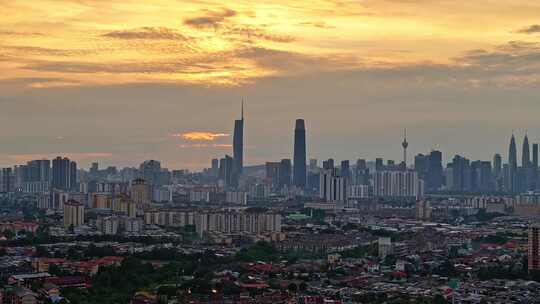 马来西亚吉隆坡莫迪卡石油双子塔蓝调夜景