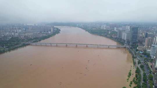 中国株洲市湘江洪水航拍