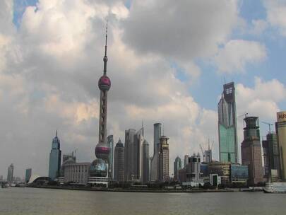 上海黄浦江海岸的延时景观