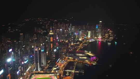 香港CBD建筑夜景航拍视频4K30P