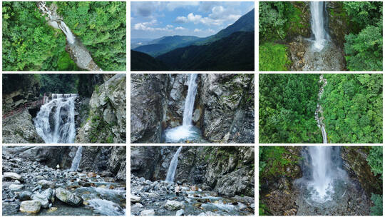 4K航拍大山瀑布森林大自然溪流夏日避暑高清在线视频素材下载
