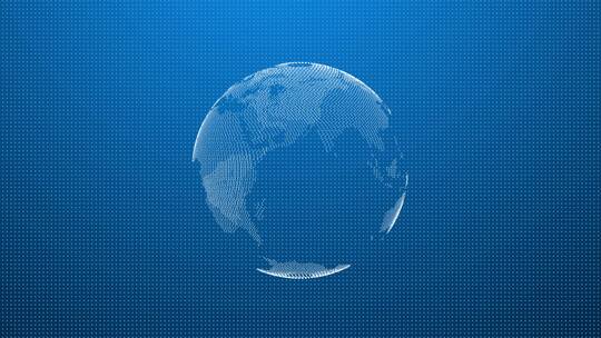 数字发光像素化粒子地球全息图背景环路 4k