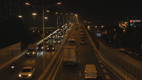 城市道路夜景延时素材