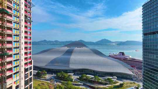 太子湾蛇口港航拍高楼大厦蛇口邮轮中心邮轮