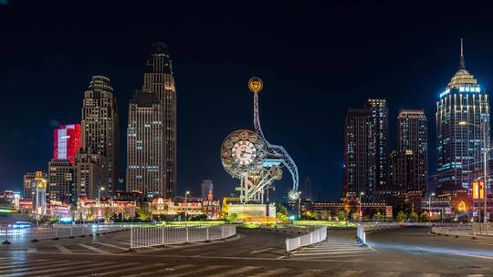 天津地标世纪钟夜景延时