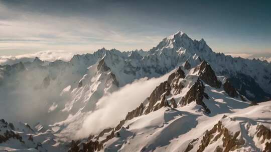 唯美高原雪山山峰雪原
