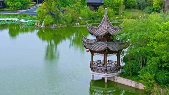 中式园林 中式建筑 航拍