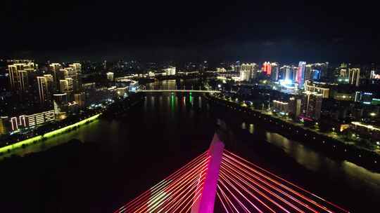 江西赣州城市夜景灯光航拍