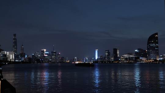 陆家嘴北外滩天际线夜景高清在线视频素材下载