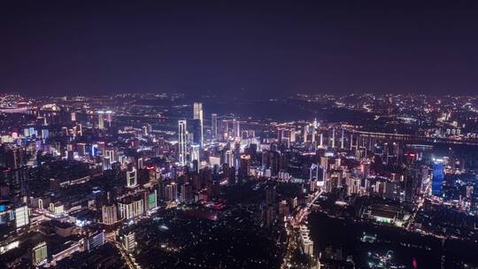 长沙航拍地标夜景延时