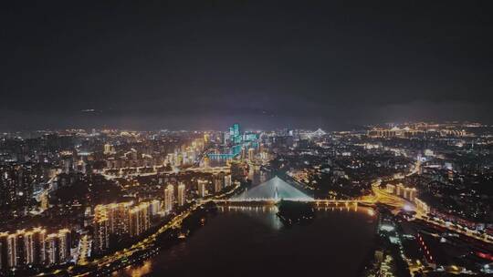 福州城市夜景航拍（闽江两岸）视频素材模板下载