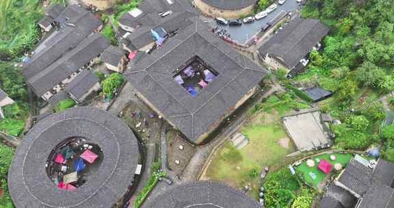 福建田螺坑土楼航拍