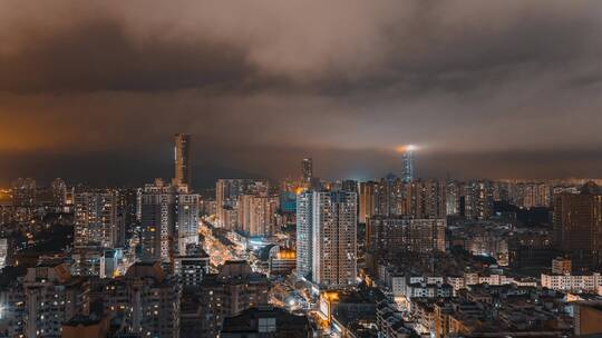 4k延时航拍深圳福田南夜景