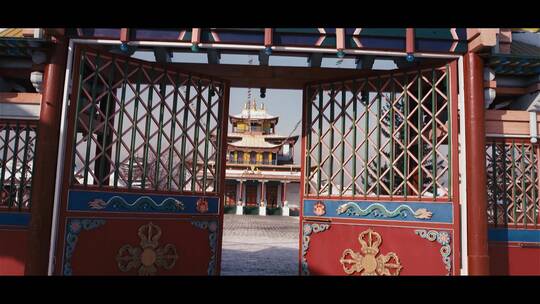 西藏风格寺庙建筑房角屋檐中国风特色
