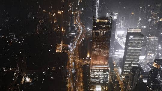 上海静安区夜景延时航拍视频素材模板下载